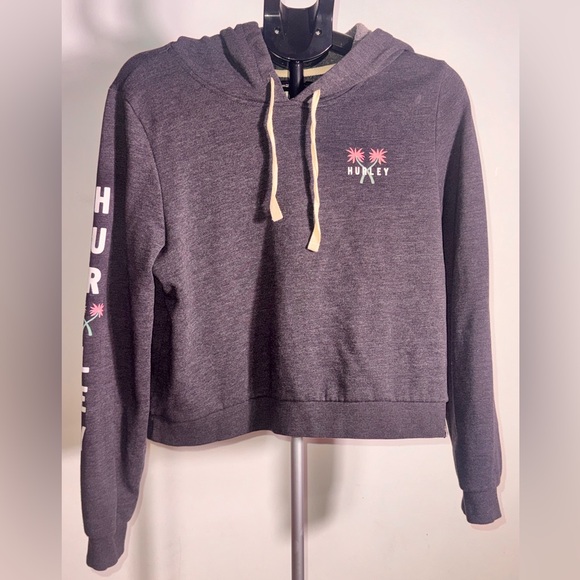 Hurley Tops - Hurley Women's Charcoal Hoodie with Pink Accents